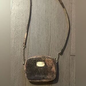 Michael Kors Distressed Brown Suede Crossbody Bag